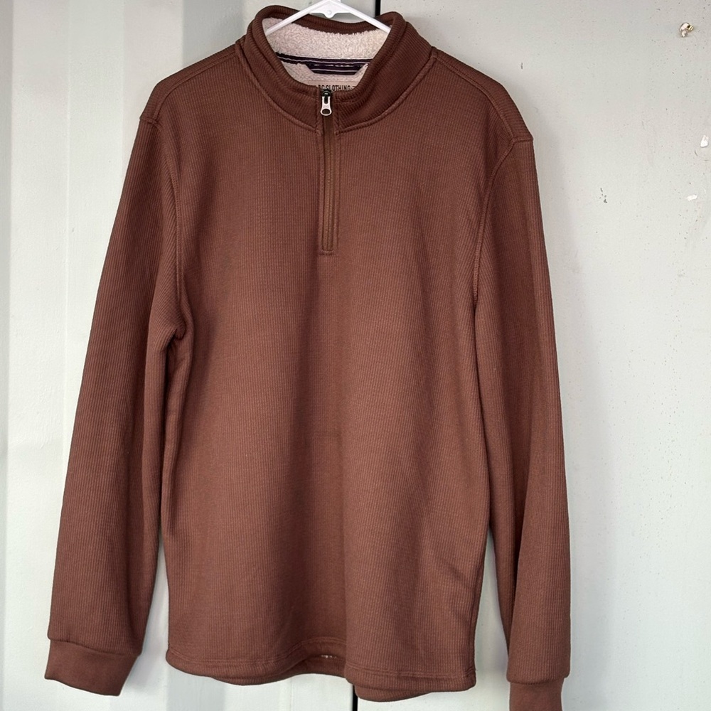 Bc Cloting Men's Brown Half-Zip Waffle Knit Pullover Sweater - Picture 5 of 6